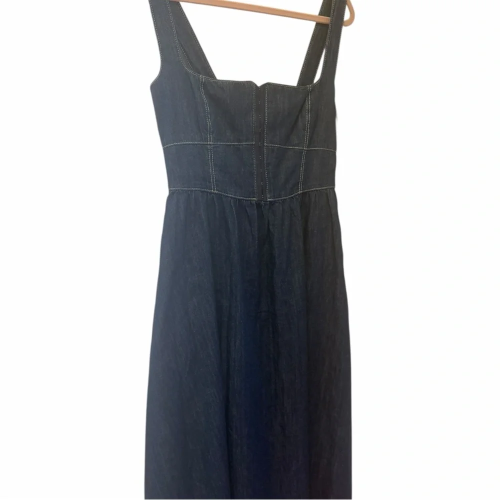 Reformation Tagliatelle Denim Midi Dress Blue Size 6 NEW - Picture 8 of 12